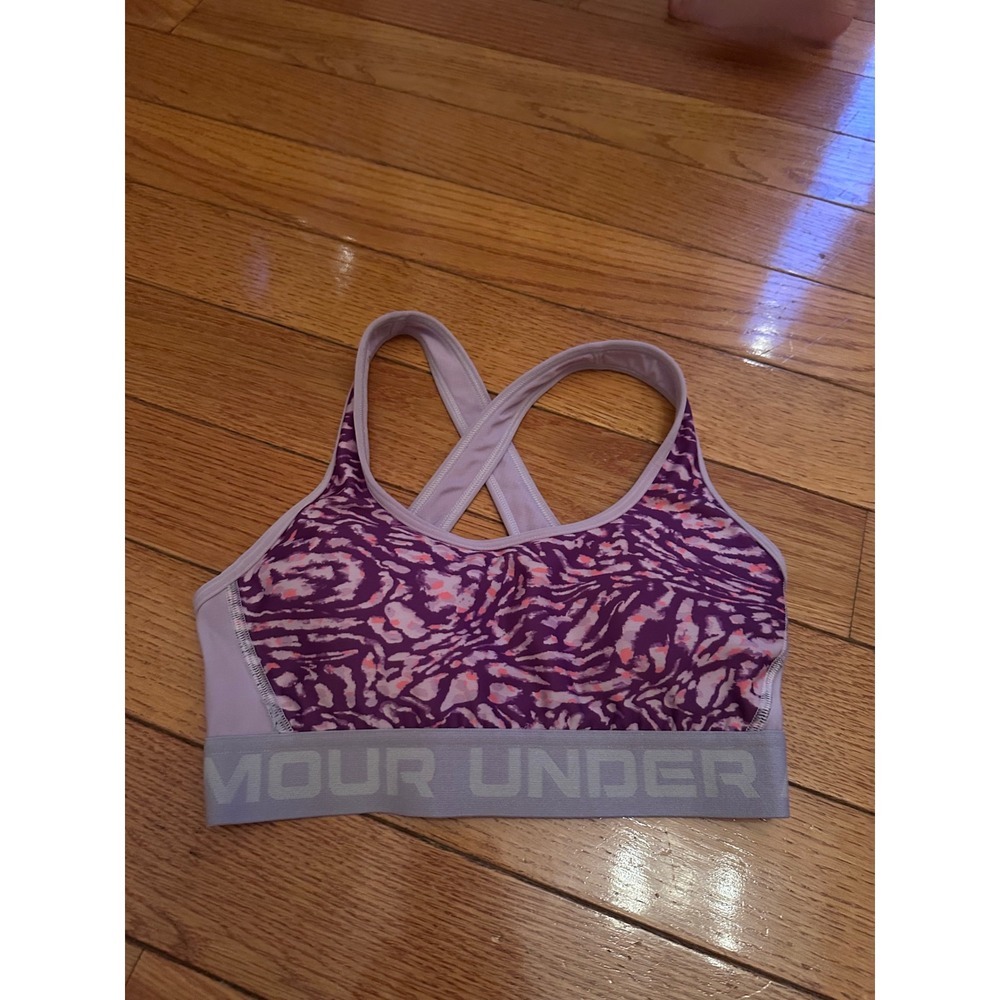 Under Armour‎ Sports Bra Purple Crossback Padded Athletic Top Small padded